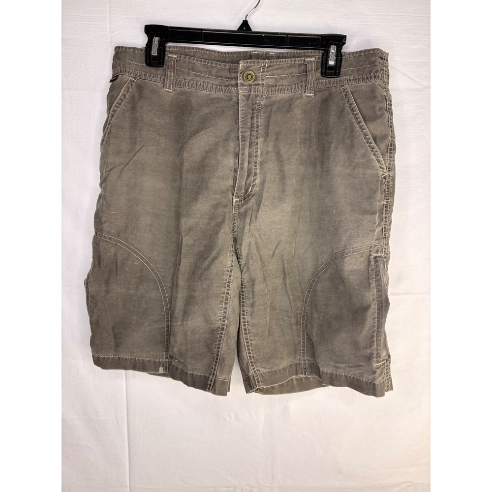 Kuhl Dry Mens Cargo Shorts Size 32 Gray Olive Hiking Outdoor Utility Pocket